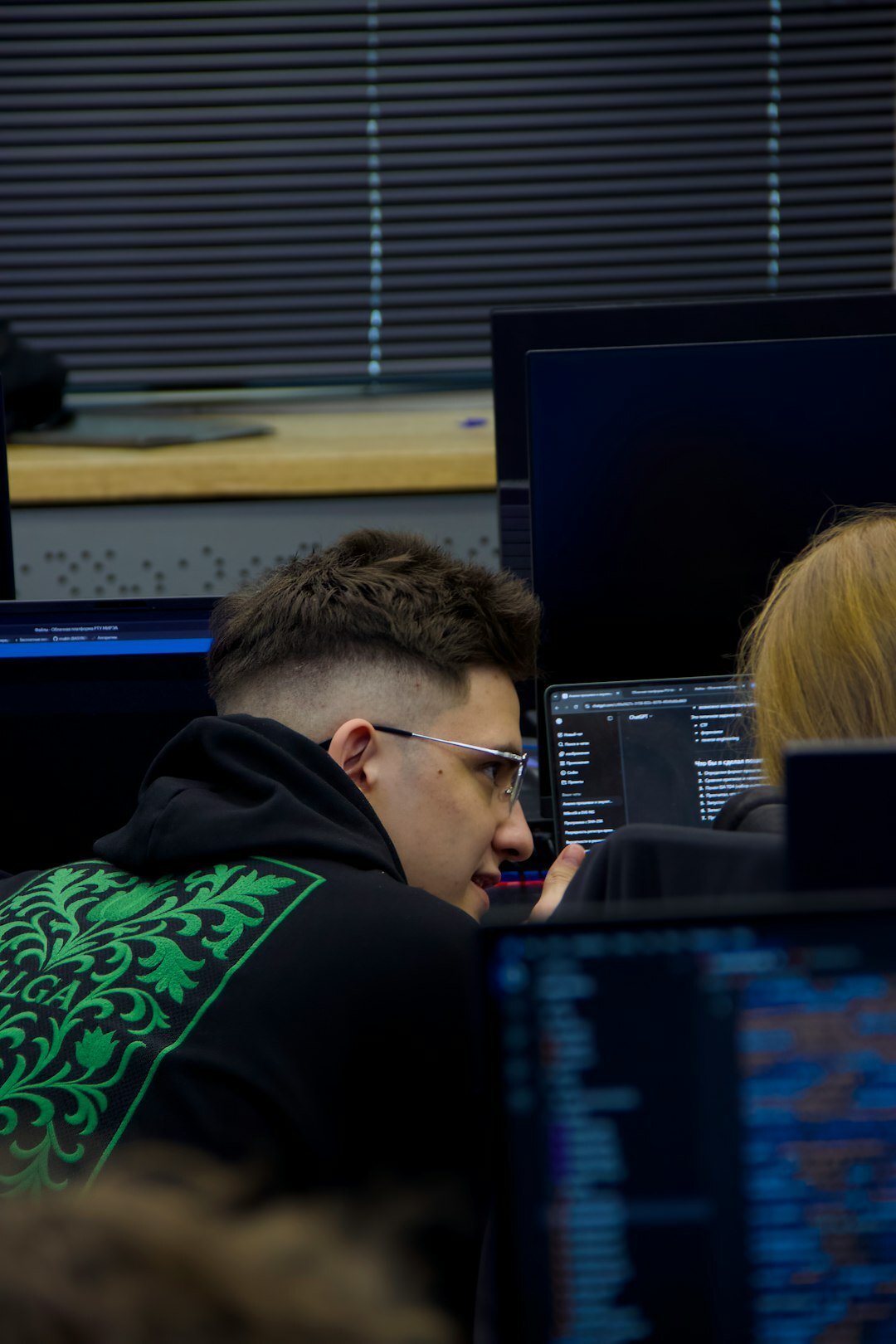 corporate team collaborating on code